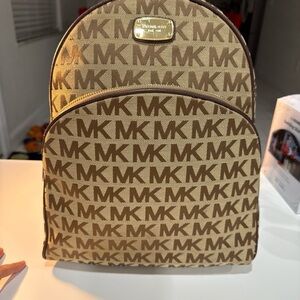 Michael Kors Tan MK Logo Backpack